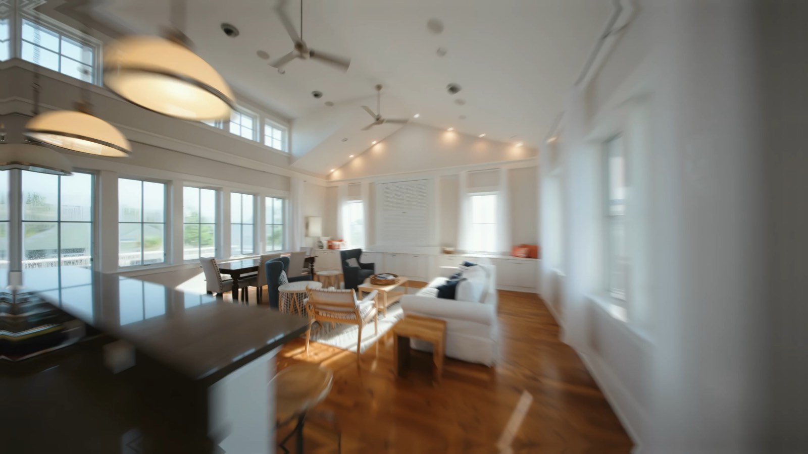 Screened porch with coastal morning light at a Gulf Coast property